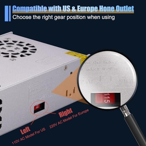Universal 12 V 800 W AC to DC Power Supply – High-Efficiency 110 V/220 V Input Adapter for LED Strips, 3 D Printers, and More – Reliable 66 A Output Transformer for Versatile Applications and Enhanced Performance