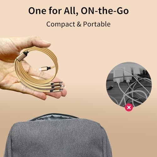 Versatile 4-in-1 Fast Charging Cable with E-Mark Chip – 65 W USB C Multi Charger for i Phone 16/15/14/13, i Pads, Android Devices & Tablets (4 FT) – Ultimate Solution for Quick Power Delivery and Enhanced Device Compatibility