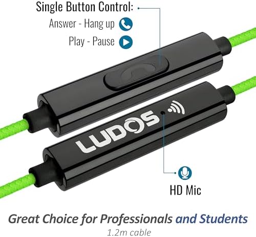 LUDOS Clamor Wired Earbuds – Premium Noise-Isolating In-Ear Headphones with Memory Foam Tips, Built-in Microphone, 5-Year Warranty – Perfect for i Phone and Samsung Users, Ideal for Students and Small Ears in Stylish Pink – Ultimate Sound Quality and Comfort for Everyday Use