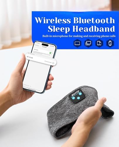 Navly Ultra-Comfort Bluetooth Sleep Headband – Innovative Wireless Headphones with Ultra-Thin Speakers for Effortless Relaxation, Yoga, and Fitness – Ideal Gift for Men & Women Seeking Versatile Comfort and Quality Sound Experience