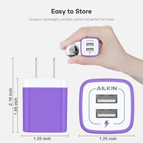 Ultimate AILKIN USB Multi-Port Charging Block – Rapid Charge Station for Home & Travel, Compact Wall Charger Cube with 4 USB Ports, Universal Compatibility for i Pad, i Phone, i Pod, Samsung, and More – Safe, Efficient Power Solution for Multiple Devices