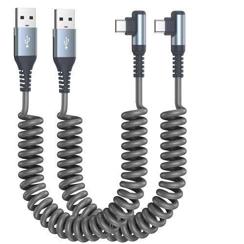 Transform Your Charging Routine with the Versatile Coiled USB C Cable – 10 ft Right Angle Design for Enhanced Accessibility, Optimized for i Phone 15/16 & Samsung Galaxy S20-S25, Fast Charging Efficiency, Retractable Convenience for Seamless Storage & Travel Solutions