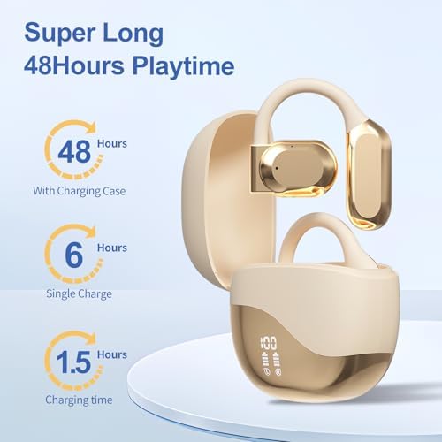 Chic Purple Wireless Bluetooth 5.4 Clip-On Earbuds for Women – Open Ear Design Enhances Comfort and Safety, Ideal Waterproof Fitness Headphones for Gym, Daily Commutes, and Leisure – Extended Battery Life & Superior Connectivity for Seamless Audio Experience