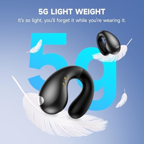 Advanced Bluetooth 5.3 Open Ear Bone Conduction Earbuds – Ultra-Lightweight Sport Headphones with 36-Hour Playtime, IPX7 Waterproof Rating, and Secure Clip-On Design for Optimal Comfort and Awareness During Workouts – Effortless Wireless Connectivity and Exceptional Sound Quality for Active Individuals