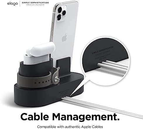 elago 3 in 1 Charging Station for Apple Devices – All-in-One Dock for i Phone, Apple Watch Series 10/9/8/7/6/5/4/3/2/1/SE, and Air Pods Pro/3/2/1 – Sleek, Space-Saving Design with Enhanced Speed and Compatibility (Original Cables Required) – Perfect for Home or Office Use