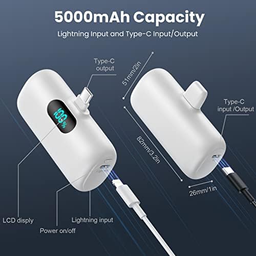 Ultra-Compact 5000 m Ah Power Bank – High-Speed USB-C Mini Portable Charger with LCD Display, Perfect for i Phone 16/15 Series & Android Devices – Lightweight Battery Pack for Travel and Daily Use, Enhanced Compatibility & Fast Charging Solutions