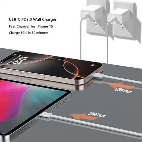 High-Speed USB C Charger for Apple i Pad Pro 12.9/11″ & i Phone 16 – Enhanced 10 ft USB C to C Cable, Fast Charging Block for i Pad 10 th Gen, Air 4 th/5 th, Mini 6 th/7 th – Ultimate Compatibility & Efficiency for On-the-Go Power Solutions