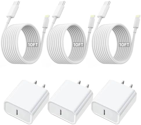 Apple MFi Certified 20 W PD Wall Charger with 3 FT USB C to Lightning Cable – Ultra-Fast Charging Solution for i Phone 14 Pro Max, 14, 13 Mini, 12, 11, XR, XS Max, i Pad Air 3, and Air Pods – Compact & Travel-Friendly Design for Enhanced Device Compatibility and Efficiency