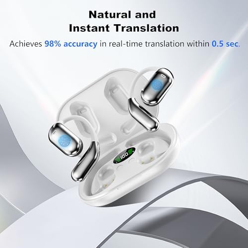 AI-Powered 144-Language Bluetooth Earbuds: Advanced Noise-Canceling Headphones for Effortless Communication in Any Setting, Ideal for i OS & Android Users, Waterproof Design for Enhanced Durability and Comfort During Travel