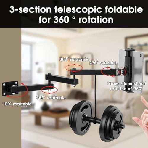 Versatile 360° Rotating Tablet Wall Mount Holder for Devices 4-12.9 Inches – Ideal i Pad Pro, Air, Mini & Samsung Galaxy Compatibility for Seamless Home & Office Use – Hands-Free Solution for Cooking, Video Calls, and Workouts – Stylish & Durable Design for Enhanced Productivity