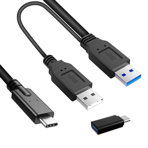 8 Pack USB A to USB C Cables – High-Speed 5 Gbps Data Transfer & Dual Power Y Design for Ultimate Connectivity with USB-C External SSD and i Phone 15 – Includes USB to USB C Adapter for Enhanced Versatility and Reliability