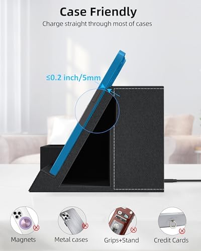 Elevate Your Workspace: Multifunctional Wireless Charger & Desk Organizer with 3 Compartments and Phone Stand – PU Black – Fast Charging & Stylish Office Essential for Maximum Productivity and Organization