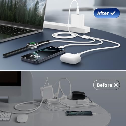 Elevate Your Charging Experience with the 3 in 1 Magnetic Fast Charger – 6 FT USB C Cable for i Phone 16/15/14/13/12/11, i Pad, and All Apple Watch Series Including Ultra2/SE/10/9/8/7/6/5/4/3/2/1 – Unleash Unmatched Efficiency and Wide Compatibility for Apple Devices on the Go