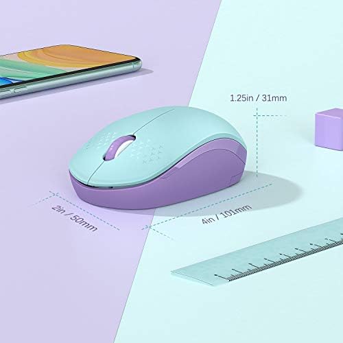 Light Blue Wireless Mouse – Ultra-Quiet 2.4 GHz Noiseless Computer Mouse with USB Receiver for Seamless Windows Experience – Portable, Ergonomic Design for Home, Office, or Travel