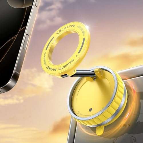 2025 Upgraded Vacuum Suction Cup Phone Mount for Magsafe [109+LBS Strongest Suction], 360° Adjustable Foldable Vacuum Magnetic Phone Holder for Car [24 N55 Stronger Magnets], for iPhone 16/15/14/13/12 – Enhanced Compatibility and Speed