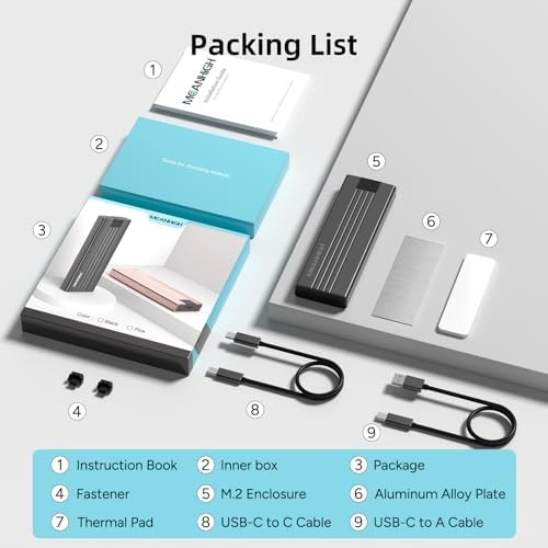 High-Speed M.2 NVMe SSD Enclosure – Tool-Free USB 3.2 Gen 2 Adapter for 2242/2260/2280 Drives, Supports M & B&M Keys, Up to 8 TB Storage Capacity – Effortless External Solid State Drive Solution with Enhanced Data Transfer Speeds and Durability