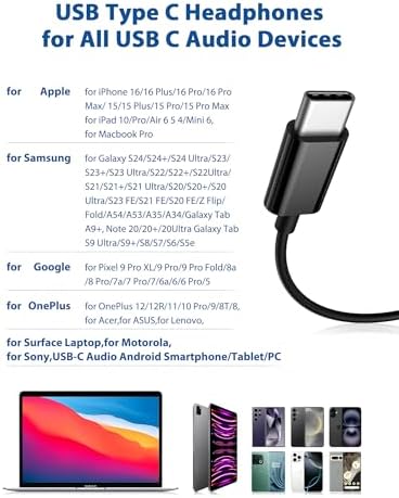 Premium USB Type C Wired Earbuds for i Phone 16 & Samsung Galaxy Devices – Advanced Noise-Canceling In-Ear Headphones with Magnetic Storage for Tangle-Free Use, Exceptional Hi-Fi Stereo Sound for Audiophiles, Enhanced Compatibility with i Pad A16 & Pixel 9 Series – Ultimate Comfort and Crystal-Clear Audio Experience for Music Enthusiasts and Professionals