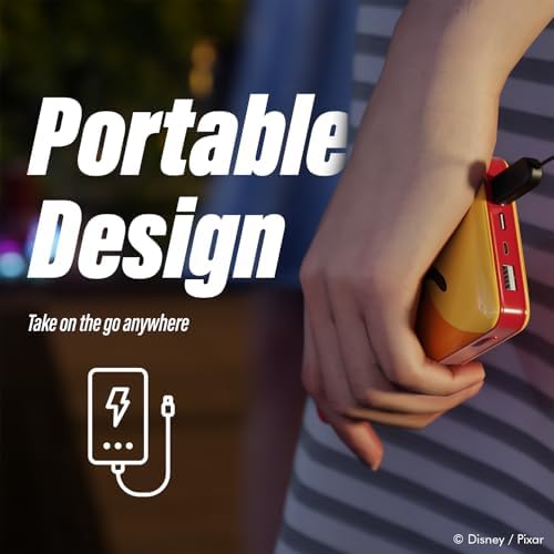 Disney Pixar Inside Out 2 10,000 m Ah Power Bank – Universal Portable Charger for All USB Devices – Quick Charge Battery Pack Gift for Kids, Teens, Men & Women – Fun and Functional Accessory for On-the-Go Power Solutions