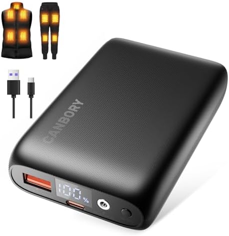 Ultimate 7.4 V 16000 m Ah Heated Vest Battery Pack: Versatile Power Bank for Heated Clothing with USB/Type-C/DC Output & LED Display – Stay Warm and Connected on Outdoor Adventures