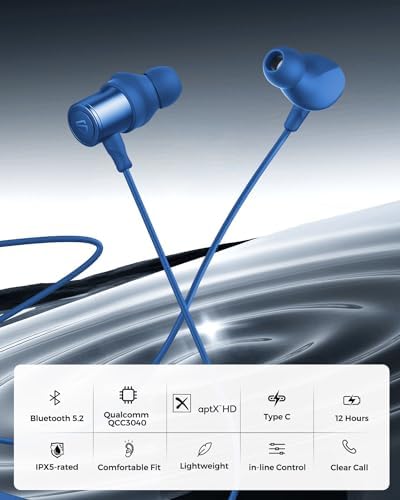 Experience Unmatched Audio with Sound PEATS Q30 HD+ Wireless Bluetooth Earbuds – Sweatproof Sports Earphones with Enhanced 10 mm Drivers, apt X-HD Technology, and 12-Hour Playtime – Perfect for Active Lifestyles and Quick Connectivity with Bluetooth 5.2 and Type-C Charging
