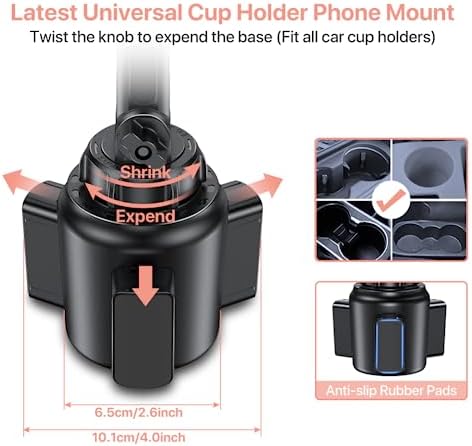 Miracase Adjustable Long Neck Car Cup Phone Holder – Upgraded Universal Smartphone Mount for i Phone, Samsung, and Google – Stylish Pink Design for Enhanced Stability and Easy Access to Navigation and Music – Perfect Vehicle Accessory for Safe Hands-Free Driving