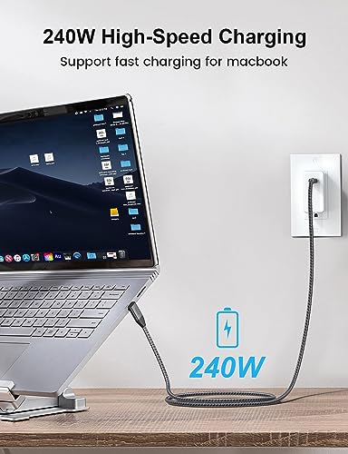 XAOSUN 3.3 ft USB C to USB C High-Speed Cable – 90-Degree Connector for 20 Gbps Data Transfer, 4 K Video Quality, and 240 W Rapid Charging – Ideal for Mac Book, i Pad, Samsung, and Gaming Devices – Unmatched Compatibility and Performance