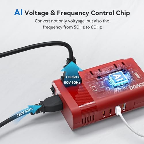 Universal DOACE 350 W Voltage Converter: Seamless 220 V to 110 V Power Transformer with Integrated Travel Plug Adapter – Optimized for Hair Tools, Laptops, and Mobile Devices with Fast Charging and Global Compatibility