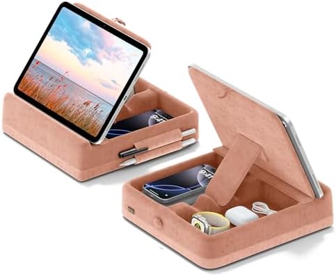 KDD Multifunctional Tablet Pillow Stand – Adjustable Foldable i Pad Holder for Bed, Lap, and Desk with Soft Pad Dock and Stylus Storage – Compatible with i Pad Pro (12.9, 10.5, 11), Air, Mini, Phones, and Books – Ultimate Comfort and Versatility for Hands-Free Use