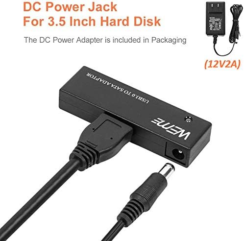 WEme USB 3.0 to SATA Adapter for 2.5″ & 3.5″ Hard Drives & SSDs – High-Speed Data Transfer with Power Adapter & USB Cable Included, Effortless File Management Solution for Tech Enthusiasts