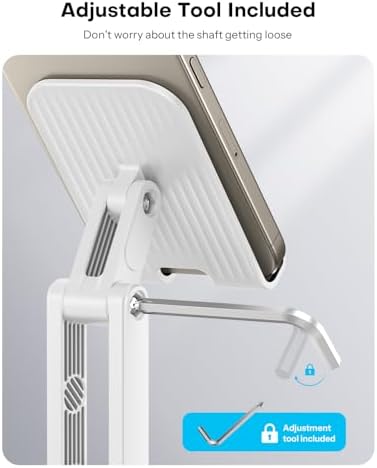 OMOTON Cell Phone Stand for Desk, 2 Pack Adjustable Foldable Phone Holder, 360 Swivel Mobile Stand Fit for iPhone 15 14 13 12 11 Pro Max and All Smart Phones, White & White – Enhanced Compatibility and Speed