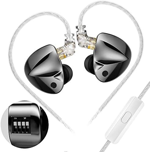 KZ D-Fi IEMS In-Ear Monitor Earbuds with Adjustable Tuning Switch – Dual-Magnet Dynamic Drivers for Superior Sound Clarity, Ergonomic Design, and Premium Silver-Plated Cable for Enhanced Audio Performance