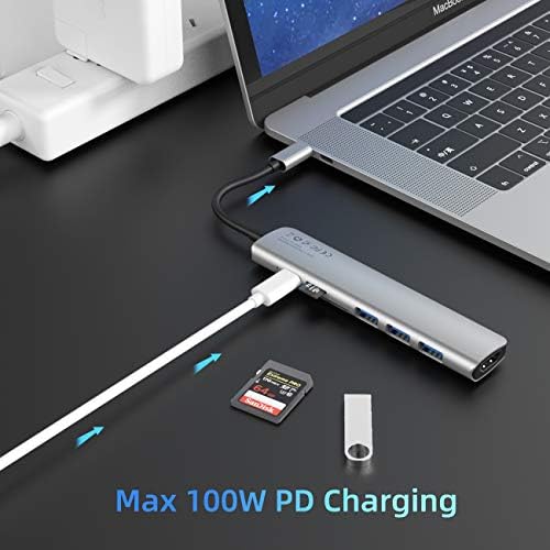 Transform Your Connectivity with the WALNEW 7-in-1 USB C Hub – 4 K HDMI Adapter, 100 W Power Delivery, and High-Speed Data Ports for Mac Book Pro, i Pad 10, Dell XPS & More – Ultimate Multiport Solution for Professionals and Creatives!