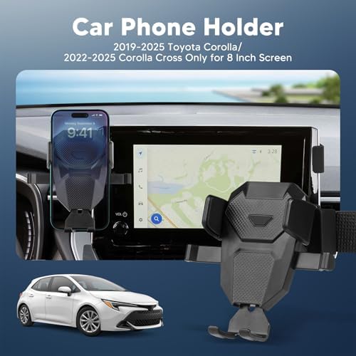 Upgrade Your Toyota Corolla Driving Experience – Custom 360° Phone Holder for 2019-2025 & Corolla Cross 2022-2025 – Adjustable Mobile Stand for 8-Inch Screens – Effortless Tool-Free Installation & Enhanced Safety Accessory for Seamless Connectivity on the Road
