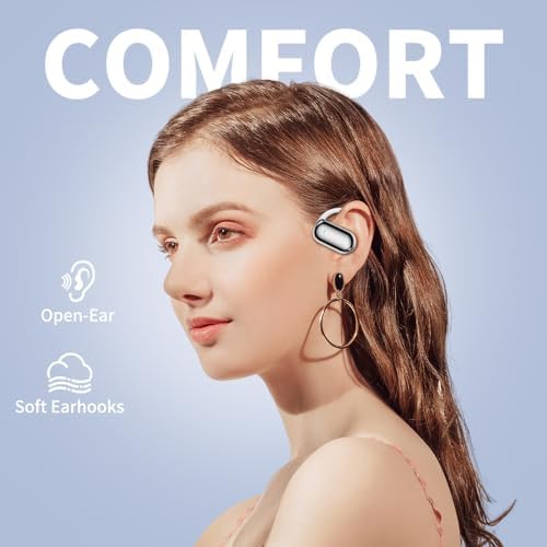 JIECAN V5.3 Open Ear Sport Headphones – Waterproof Bone Conduction Wireless Earbuds with Secure Earhooks & Digital Charging Case – Perfect for Active Lifestyles, Hands-Free Calling, and Daily Use (Black)