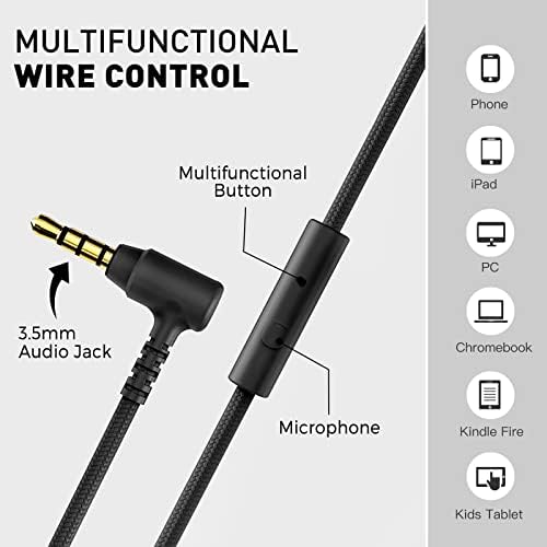 Rockpapa 950 Kids Wired Headphones – Vibrant Black and Green On-Ear Style with Built-in Microphone for Enhanced Online Learning, Foldable for Ultimate Portability, Compatible with Laptops, Tablets, and Chromebooks for Seamless Classroom Engagement and Daily Use