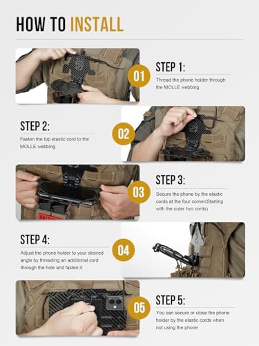 One Tigris Tactical MOLLE Phone Holder 2.0 – High-Performance Chest Mount for 4.7″-6.8″ Smartphones, Effortless Quick-Access Design for Tactical Vests and Plate Carrier Integration, Rugged Weather-Resistant Build for Outdoor Professionals and Adventure Seekers