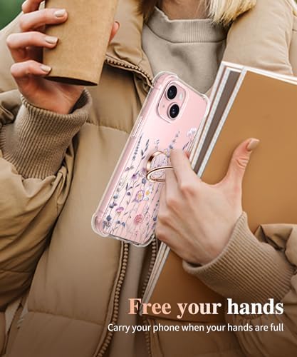 GVIEWIN Stylish Marble Phone Ring Holder with 360° Rotation for Ultimate Grip and Kickstand Functionality – Compatible with i Phone 16 Pro Max, 15 Plus, 14, 13, 12 Series & Galaxy S25/S24 Ultra – Elegant Flowing Sakura Design for Enhanced Safety and Usability