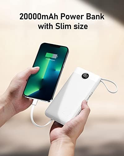 VEEKTOMX 10,000 m Ah Portable Power Bank with Integrated Charging Cables – Slim, Lightweight Fast Charger for i Phone, Samsung, and Android Devices – Essential Travel Companion with Intelligent Charging Technology for On-the-Go Convenience