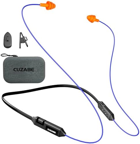 Cuzabe OSHA-Compliant Bluetooth Earplug Headphones – Wireless Neckband Earbuds with 29 d B Noise Isolation, 30-Hour Battery Life, and Custom Fit for Industrial Work Environments