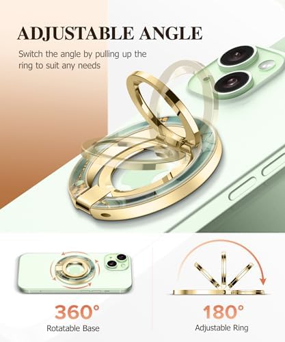 GVIEWIN Magnetic Phone Ring Holder, Compatible with MagSafe Phone Grip with Adjustable Stand, Magnet Phone Ring Kickstand for iPhone 16 Pro Max/Plus/15/14/13/12 Series/Other Phones (Purple) – Enhanced Compatibility and Speed