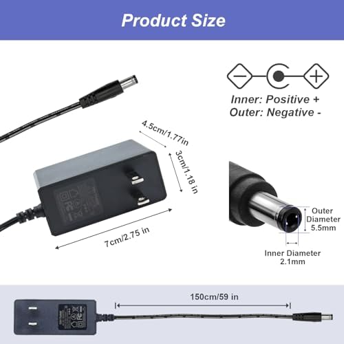 Universal 12 V 2 A DC Power Supply Adapter – 24 W Multi-Device Charger with 5.5 mm x 2.1 mm Connector & 9 Interchangeable Tips for LED Strips, CCTV Cameras, Routers, and Audio Equipment – Safe, Reliable Power for Home and Office Use with Enhanced Circuit Protection
