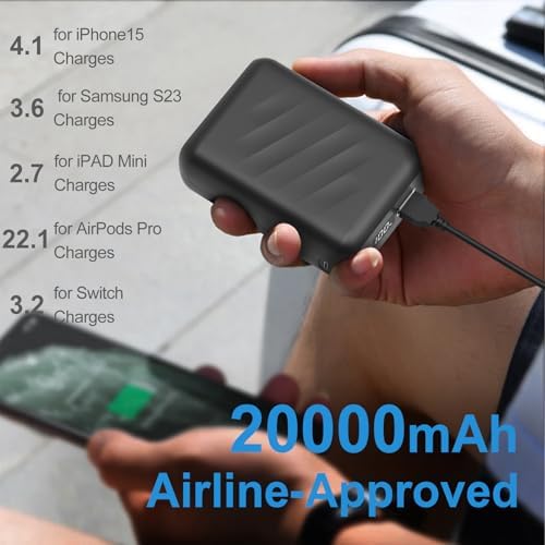 High-Capacity 20000 m Ah Rechargeable Power Bank for Heated Apparel – Versatile 5 V/7.4 V Battery Pack with LED Indicator, Dual DC/USB Outputs for Ultimate Compatibility – Fast Charging Portable Charger for i Phone, i Pad, Samsung, and More – Essential Outdoor Accessory for Winter Comfort