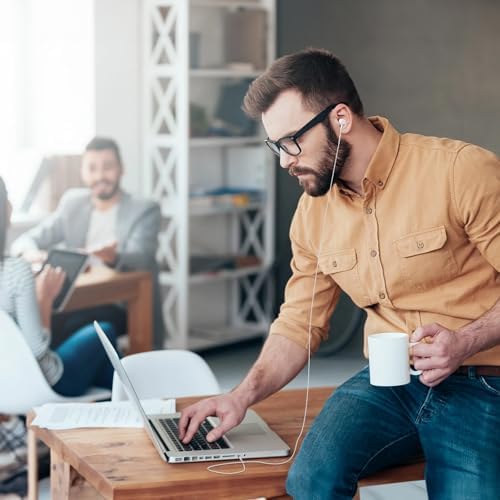 Extended Comfort Wired Earbuds with 6.5-Foot Cord and Integrated Volume Control – Perfect for TV and Laptop Use – Universal Compatibility for Superior Sound Quality in a Stylish Black Design