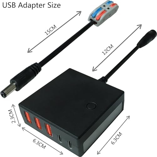 High-Efficiency 12 V to 5 V USB Step Down Converter – Versatile Multi-Port 24 V Power Adapter for Rapid Device Charging – DC 8 V-30 V Buck Module with Type-C Output, 12 A/60 W Capacity for Optimal Power Management and Seamless Device Compatibility