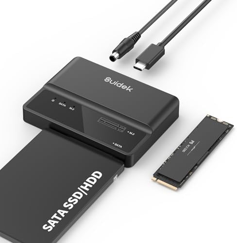 Ultra-Fast 10 Gbps NVMe SSD Enclosure – Tool-Free USB to M.2 & SATA Adapter for M Key & M+B Key Drives – Compact External Hard Drive Reader for 2.5″/3.5″ SSD/HDD – Maximize Storage Speed & Compatibility for Professionals and Tech Enthusiasts