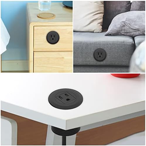 Revolutionary Mini Desktop Power Hub Grommet with 6.56 FT Extension Cord – Sleek Recessed Outlet for Effortless Charging of Laptops, Smartphones, and More – Ideal Desk Accessory for Clutter-Free Workspaces and Enhanced Device Compatibility