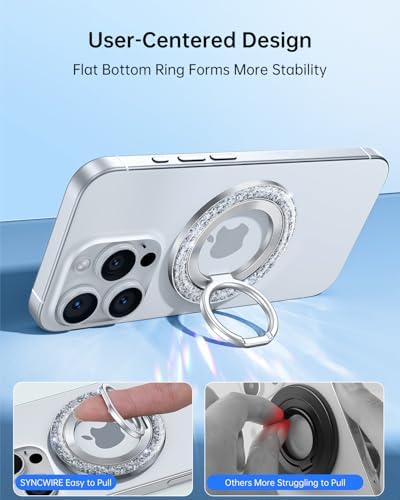 Syncwire Magnetic Phone Ring Holder – Titanium Alloy Kickstand for i Phone 12-16 Pro Max & Compatible Android Devices – Ergonomic Design, Enhanced Mag Safe Stability, Lightweight Grip for Ultimate Hands-Free Convenience