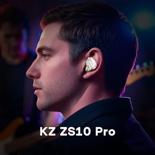 Linsoul KZ ZS10 Pro Hybrid IEM Earbuds – 4 BA + 1 DD High-Fidelity Wired In-Ear Monitors with Stainless Steel Faceplate and Detachable Cable, Ideal for Musicians and Gamers with Built-in Mic, Unmatched Sound Clarity and Versatile Compatibility