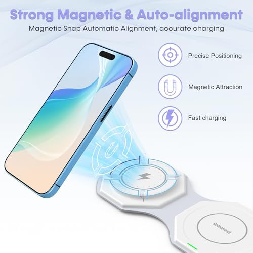 Ultimate 3-in-1 Foldable Travel Wireless Charger for i Phone & Apple Devices – Fast Magnetic Charging Station for i Phone 16/15/14/13/12, Apple Watch, and Air Pods – Eco-Friendly Design for Home, Office, and On-the-Go Convenience – Enhanced Compatibility & Speed
