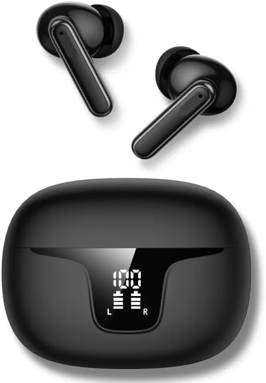 Ultra-Long Playtime Bluetooth 5.3 Noise Cancelling Earbuds – 140-Hour Battery Life, 4-Microphone Sound Isolation, IPX4 Waterproof, Touch Controls, LED Battery Indicator – Premium Comfort for Audiophiles and Professionals in Stylish Black Finish
